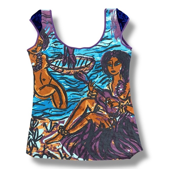 Custo Barcelona Tops - Custo Barcelona Y2K 90s Purple Fitted Graphic Tee S/M Velvet short sleeve RARE